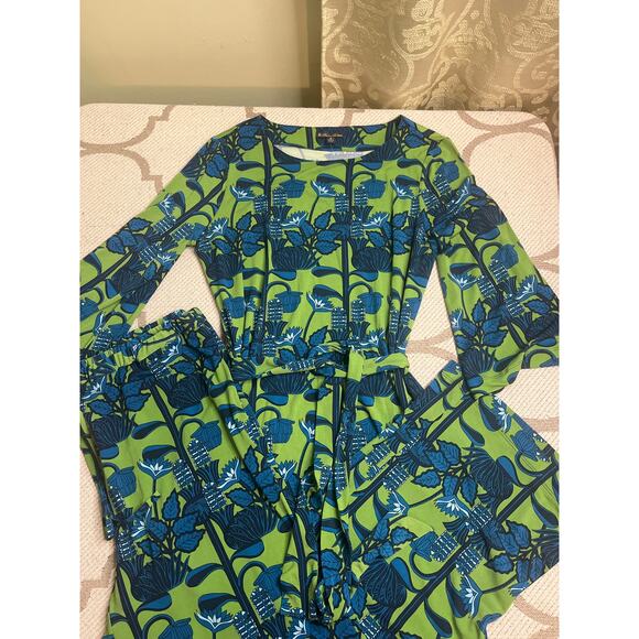 Brooks Brothers Resort Wear pant set green turquoise retro,size medium,MSRP $226 - Picture 2 of 9